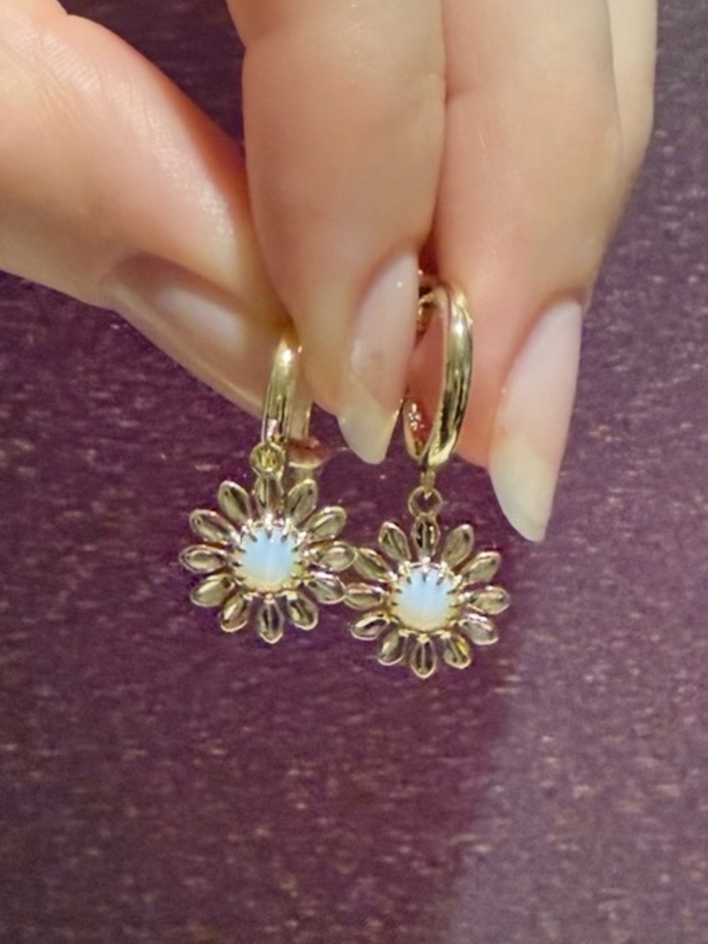Kendra Scott Gold Hoop Daisy Earrings with White Center